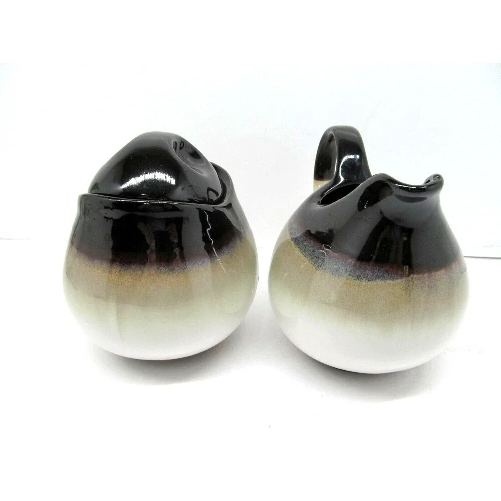 Sango Nova Black Lidded Sugar Dish & Creamer  Set